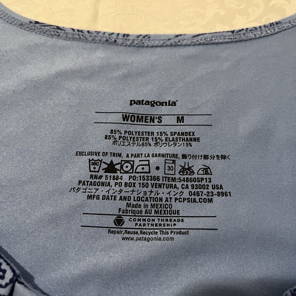 Patagonia Womens Sleeveless Bandha Top Shirt Sz Medium Blue Shelf Bra Stretch - Picture 7 of 7